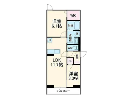 クロエ橋本(2LDK/3階)の間取り写真