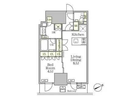ザ・パークハビオ大森山王(1LDK/2階)の間取り写真