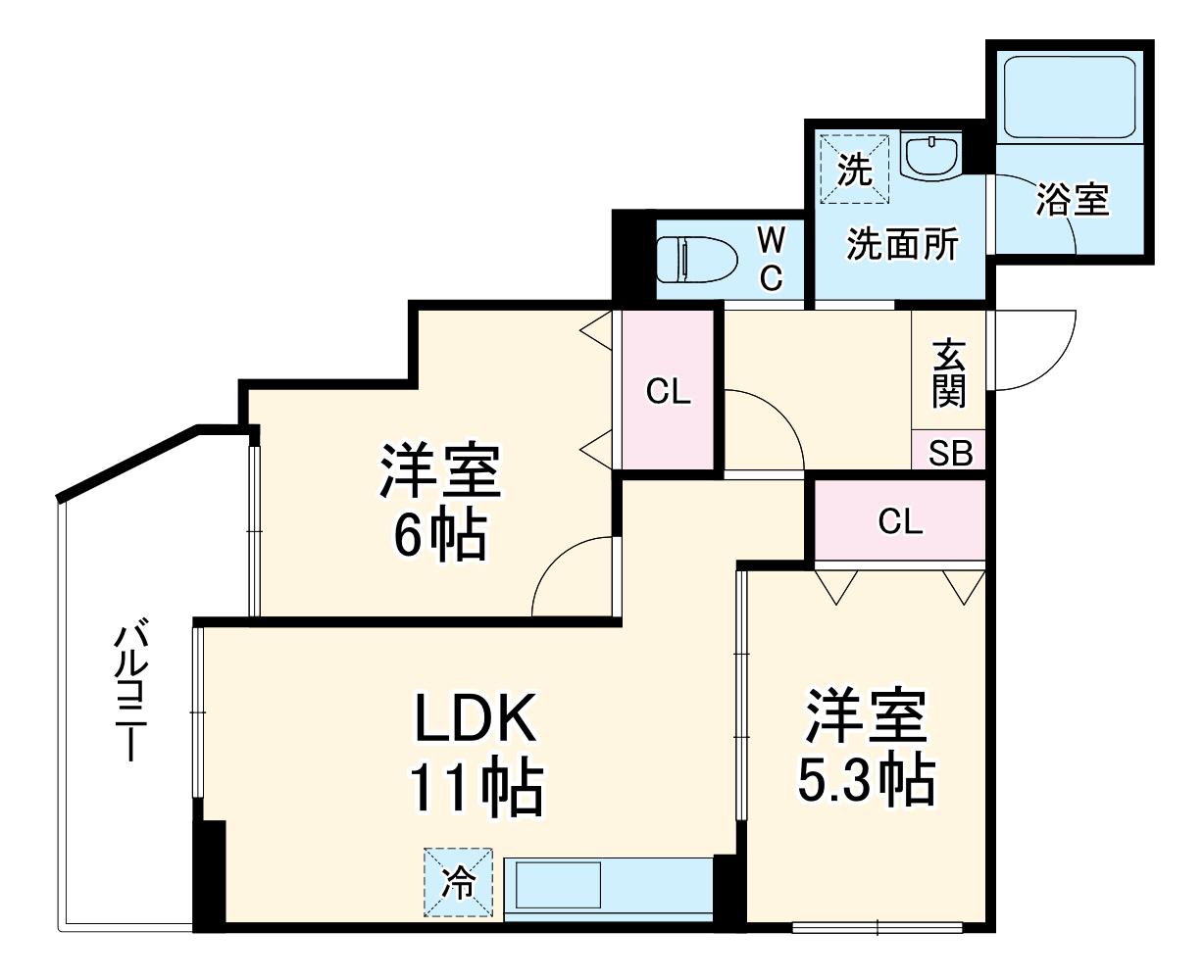 ヴェルメゾン吹田元町(2LDK/1階)の間取り写真