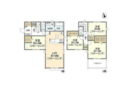 千葉都市モノレール 千城台駅 徒歩16分 2階建 築4年(4LDK)の間取り写真