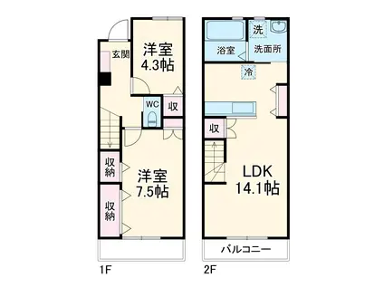 ウッドガーデン(2LDK)の間取り写真