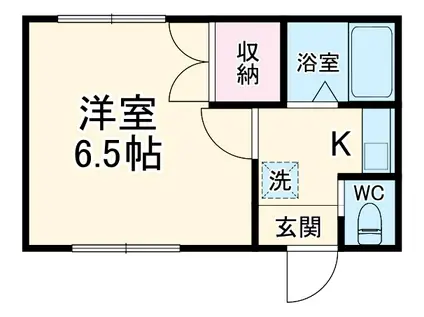 カーサ2(1K/1階)の間取り写真