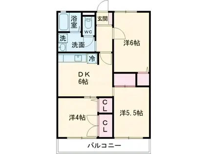 パレス扇(3DK/2階)の間取り写真