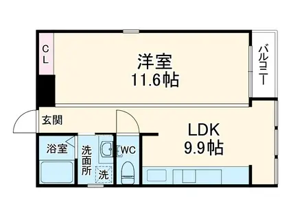 ROSSO(1LDK/3階)の間取り写真