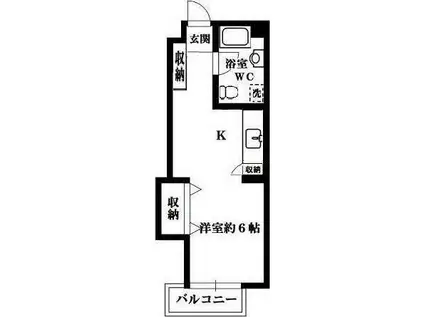 第2原嶋ビル(1DK/7階)の間取り写真