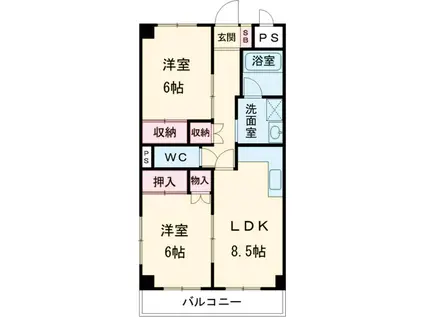 トーヨーハイツ(2LDK/6階)の間取り写真