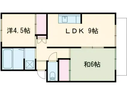 MIMOZA GARDEN COAT 壱番館(2LDK/2階)の間取り写真