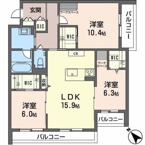 シャーメゾンミラまち(3LDK/3階)の間取り写真