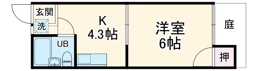 ハイツユキB棟(1K/1階)の間取り写真
