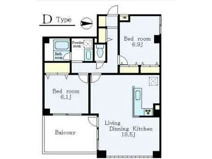 モンパルテ(2LDK/2階)の間取り写真