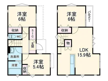東北本線 栗橋駅 徒歩16分 2階建 築2年(3LDK)の間取り写真