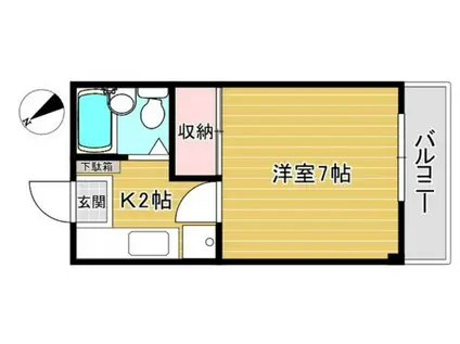 ヒルズ検見川(1K/2階)の間取り写真