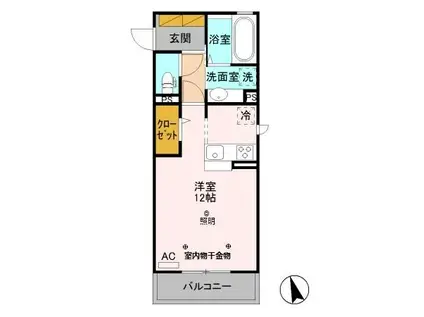 カトリエーム A(ワンルーム/1階)の間取り写真