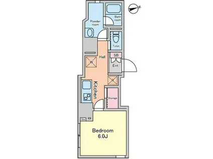 ALIKA曳舟Ⅱ(1K/1階)の間取り写真