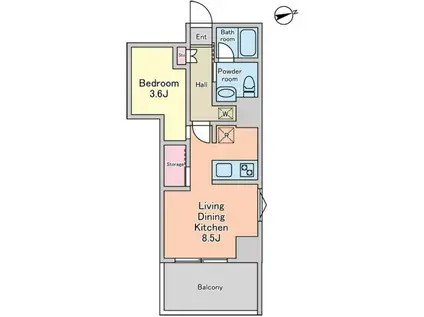 ALIKA曳舟Ⅱ(1LDK/2階)の間取り写真