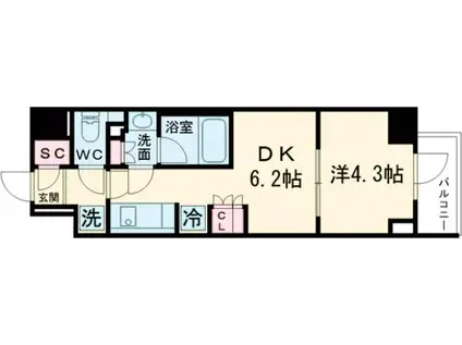 スタイリオ雪谷大塚レジデンス(1DK/1階)の間取り写真