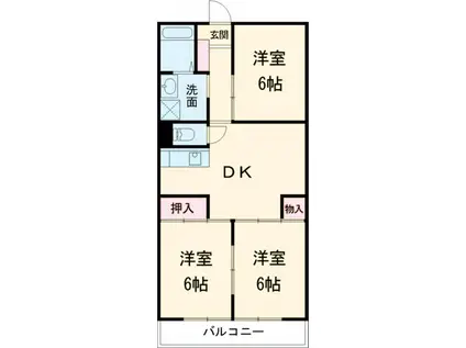 笛木第二マンション(3DK/3階)の間取り写真