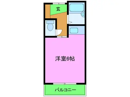 ハートハイツ大切(ワンルーム/2階)の間取り写真