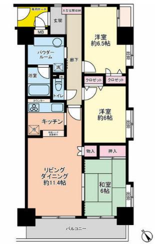 ダイアパレスおゆみ野Ⅱ(3LDK/8階)の間取り写真