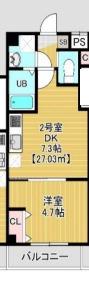 カイテキースⅤ(1DK/3階)の間取り写真