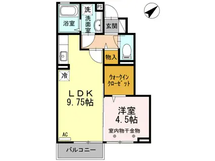 リヴェール(1LDK/1階)の間取り写真