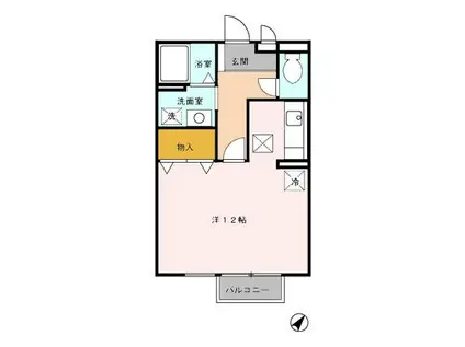 ピースフル和佐田(ワンルーム/2階)の間取り写真