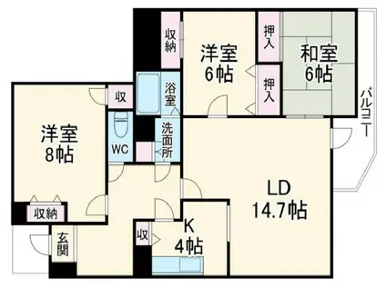 パルナス岳見町(3LDK/3階)の間取り写真