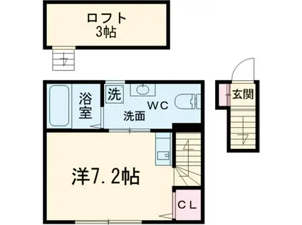 フィユフラッツ経堂(ワンルーム/2階)の間取り写真