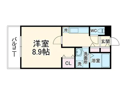 BELLE LEAD 小津(1K/2階)の間取り写真