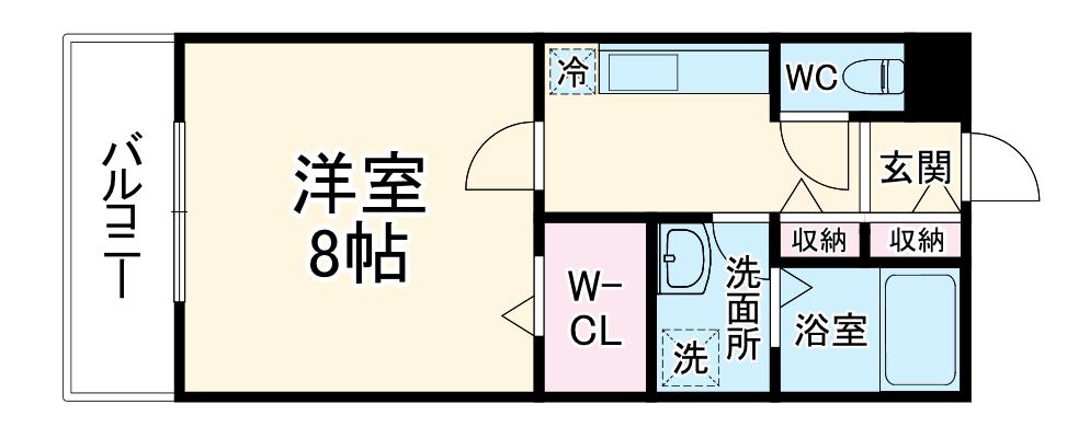 BELLE LEAD 小津(1K/1階)の間取り写真