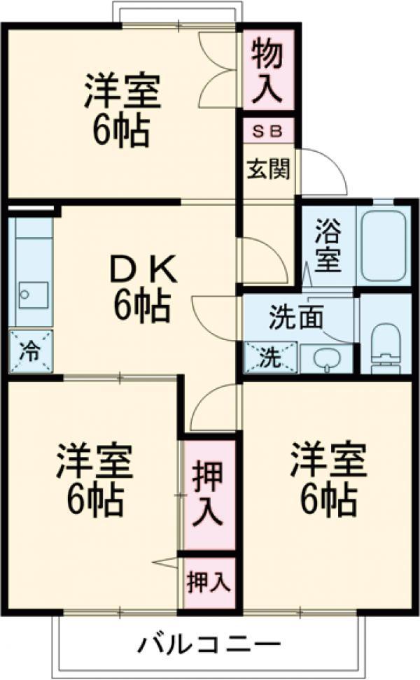 ベルメゾンB(3DK/2階)の間取り写真