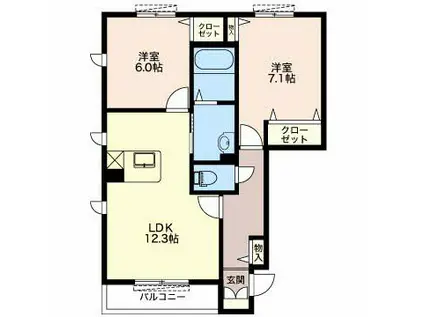 アートシーン(2LDK/1階)の間取り写真