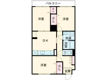 エマーレ南大泉NORD(3DK/1階)の間取り写真