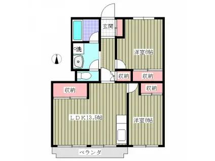 美原コープタウンD棟(2LDK/4階)の間取り写真