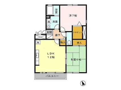 グリーンコート(2LDK/2階)の間取り写真