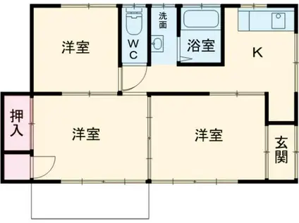 両毛線 国定駅 徒歩5分 1階建 築37年(3K)の間取り写真