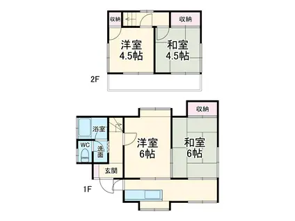 横浜線 橋本駅(神奈川) バス乗車時間：31分 祥泉寺バス停で下車 徒歩4分 2階建 築54年(4K)の間取り写真