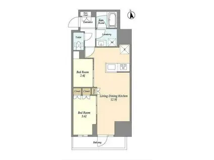 グランカーサ船堀Ⅰ(2LDK/3階)の間取り写真