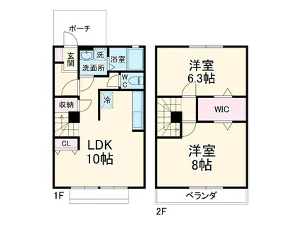 ル・アレ豊川(2LDK/1階)の間取り写真