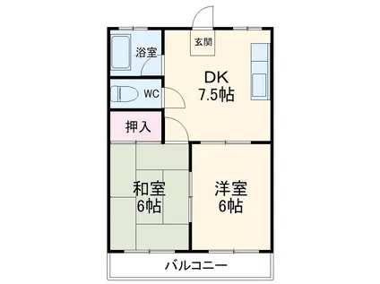 ハイツイトー(2DK/1階)の間取り写真