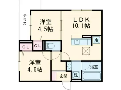 板橋区高島平2丁目PJ(2LDK/3階)の間取り写真