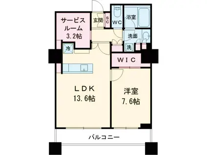 レジディアタワー上池袋タワー棟(1LDK/9階)の間取り写真