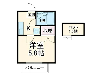 BCASA行田ⅥRE-BORN(1K/2階)の間取り写真