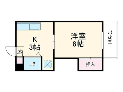 ラヴィアンローズ(1K/3階)の間取り写真