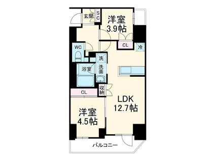 グランカーサ船堀Ⅱ(2LDK/4階)の間取り写真