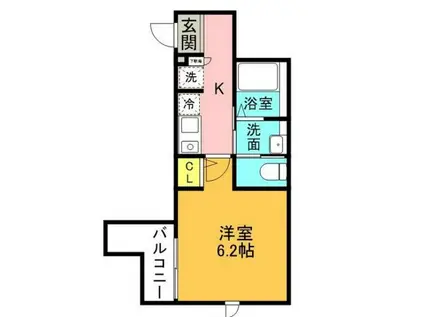 フルセイル羽衣町(1K/2階)の間取り写真