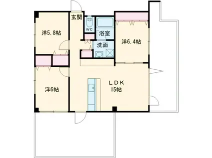 グランツヴィラ(3LDK/6階)の間取り写真