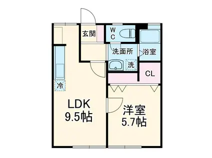 クレアコートⅡ(1LDK/2階)の間取り写真