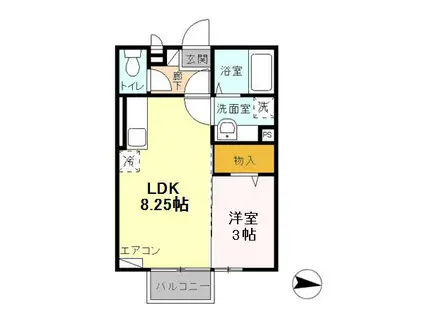 ロワジールⅢ(1LDK/2階)の間取り写真