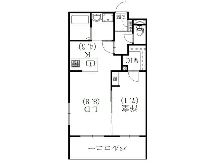 D.P. パークヒルズ(1LDK/3階)の間取り写真
